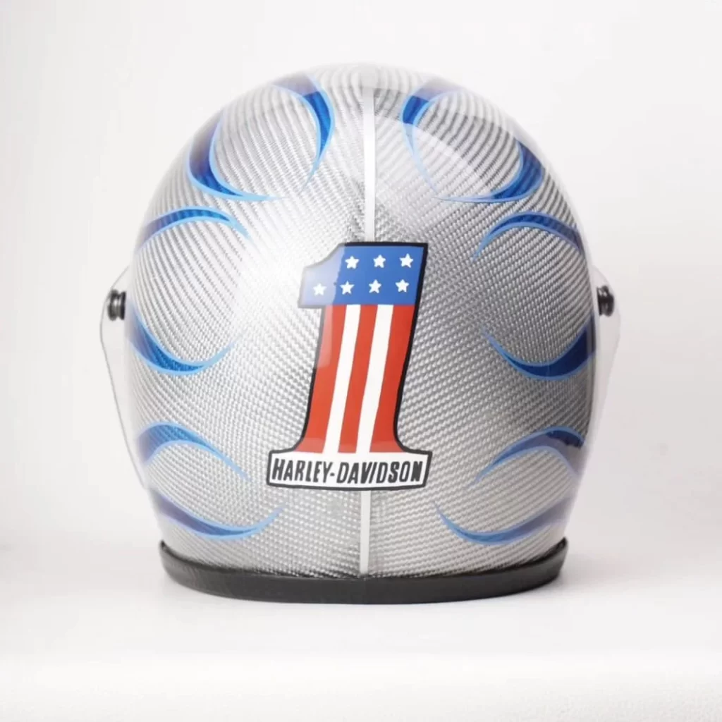 Silver Blue Flames Harley-Davidson Helmet Motorcycle