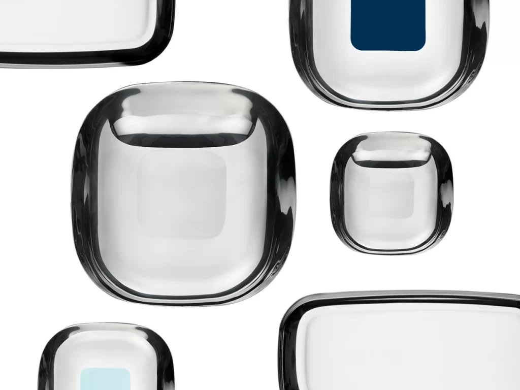 Silver Blue Rectangular Shapes Industrial Aesthetic