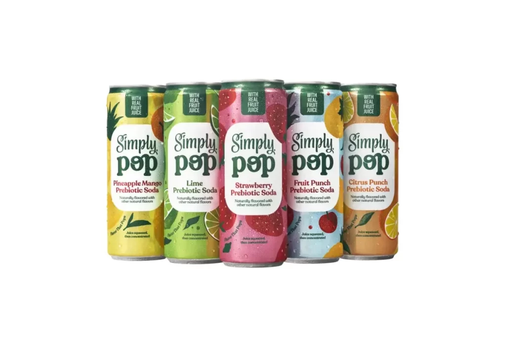 Simply Pop Pineapple Mango Prebiotic Soda, Can Packaging