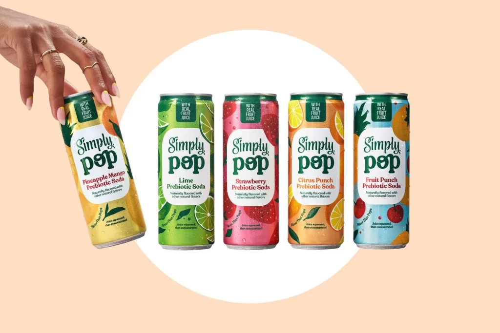 Simply Pop Pineapple Mango Prebiotic Soda Can Packaging 2