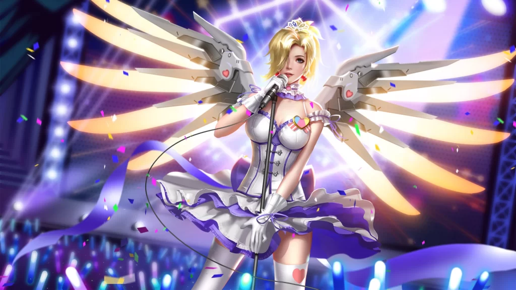 Singer White Purple Fantasy Stage Performance