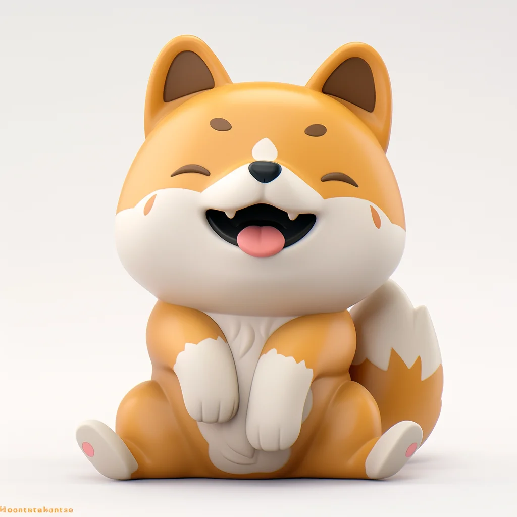 sit popmart 3D C4D toy cute smile blind Inu box cartoon Shiba dog