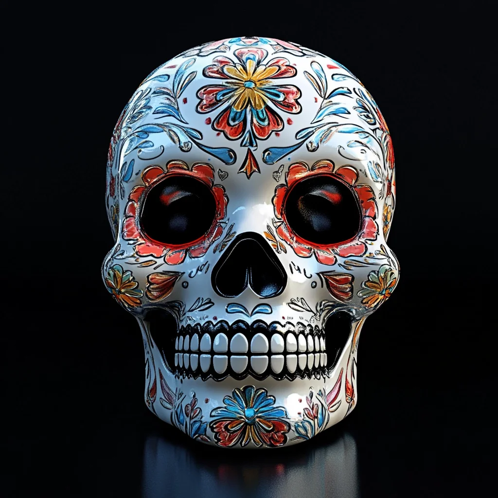 skull colorful white embellishment dead 3D pattern