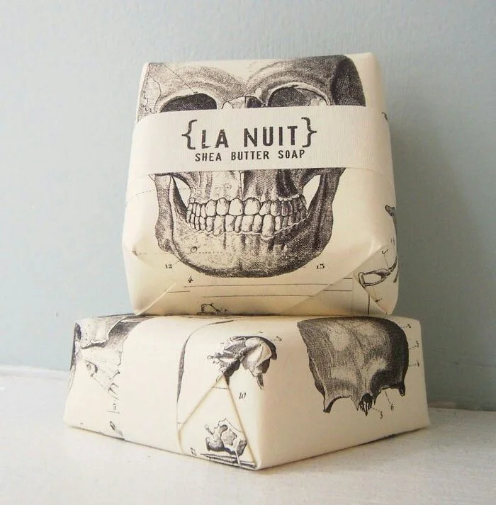 Skull Design Box Soap Black White
