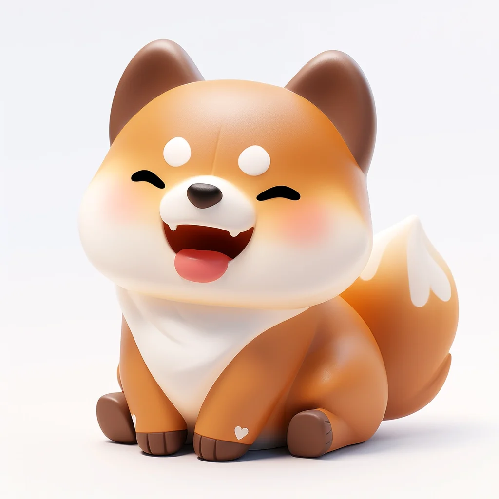 smile C4D dog cartoon box popmart 3D cute toy blind Shiba sit Inu