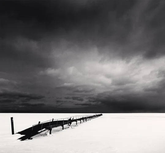 Snowy Bridge Dramatic Atmospheric Minimalist