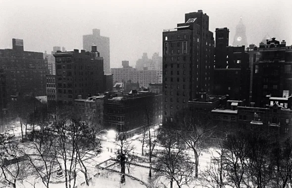 Snowy Cityscape Dramatic High Contrast Atmospheric