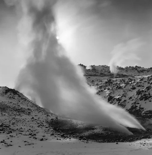 Snowy Mountain Steam Foggy Dramatic Nature