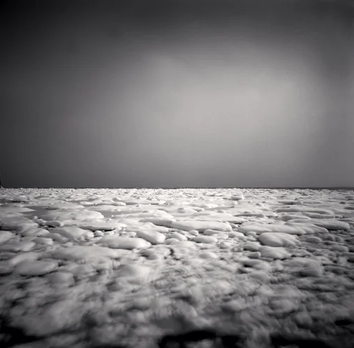 Snowy Seascape Textured High Contrast Mysterious Atmospheric