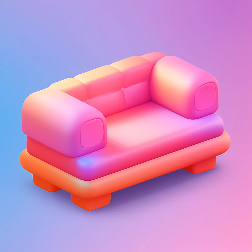 sofa 3D icon game cartoon cute lovely