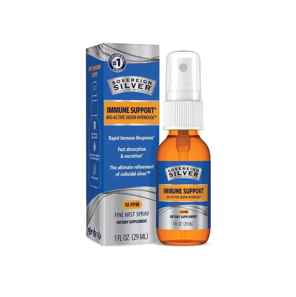 Sovereign Silver Immune Support Bio-Active Silver Bottle Packaging