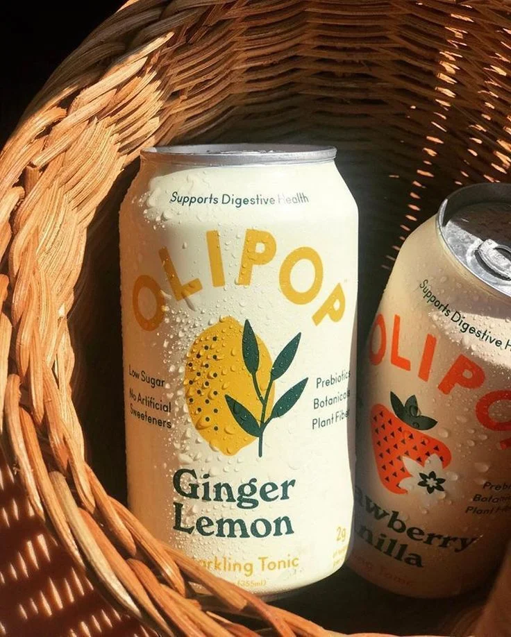 Sparkling Tonic Can White Botanical Design Beverage