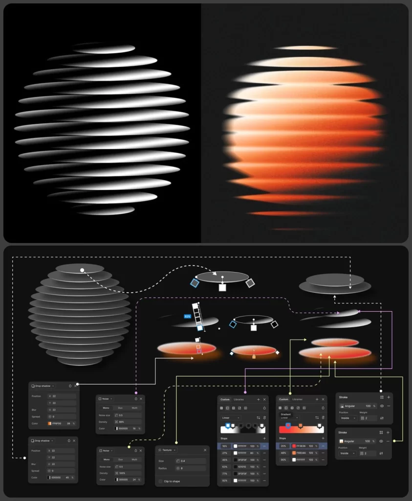 Sphere Layers Gradient Black Orange