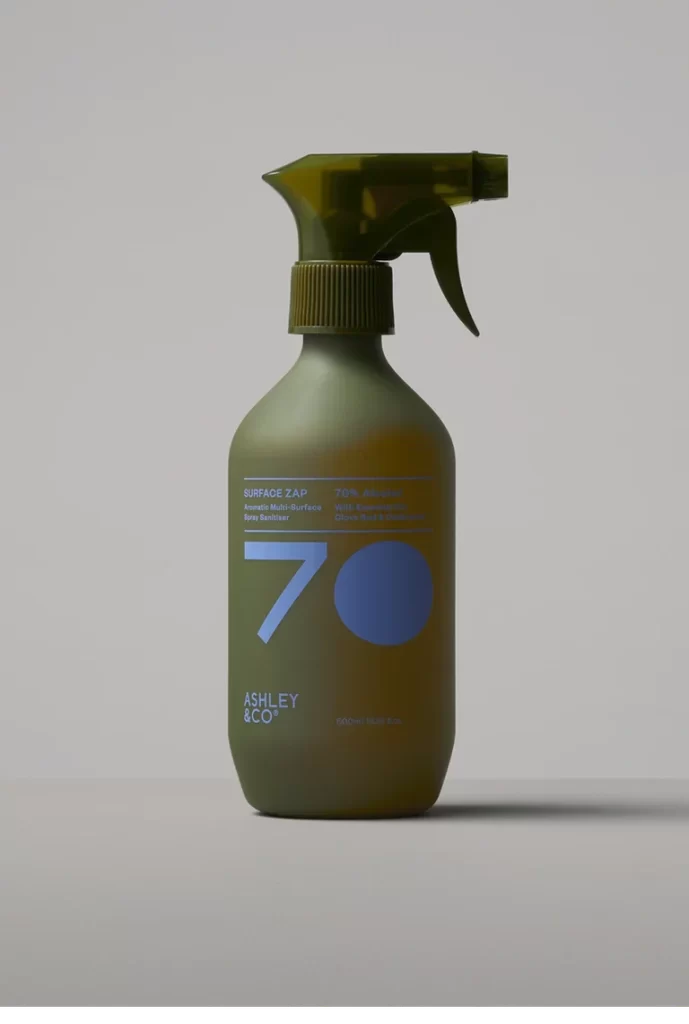 Spray Bottle Plastic Olive Green Modern Design Surface Sanitizer