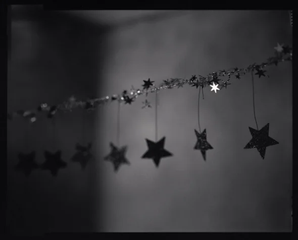 Stars Decorative String Black and White High Contrast Mysterious
