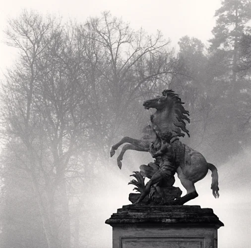 Statue Foggy Dramatic High Contrast Mysterious Atmospheric