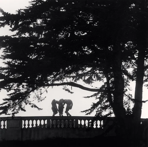 Statue Silhouetted Dramatic High Contrast Mysterious