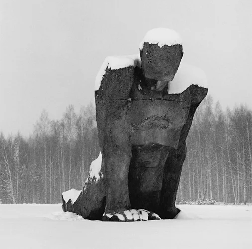 Statue Snowy Dramatic Textured High Contrast Mysterious