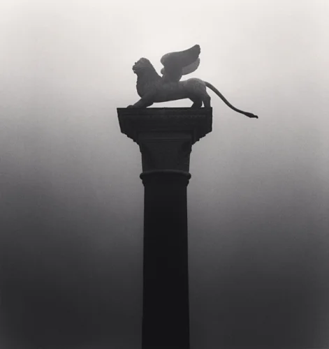 Statue Winged Lion Foggy Dramatic High Contrast Mysterious
