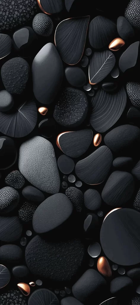 Stones Black Metallic Abstract