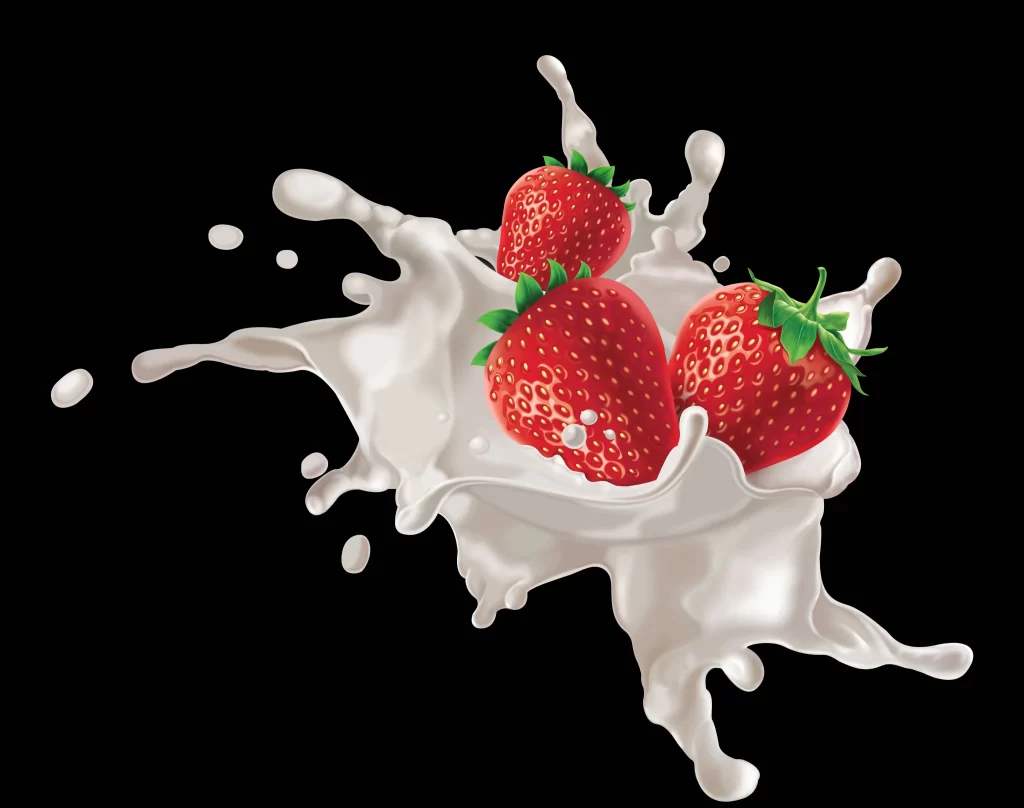 Strawberries Milk Splash Red White Dairy Advertising