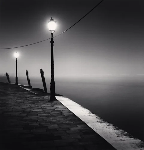 Street Lamps Foggy Dramatic Atmospheric High Contrast