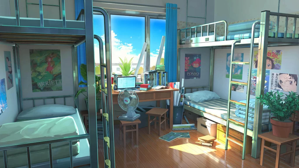 Student Dormitory Blue Green Yellow