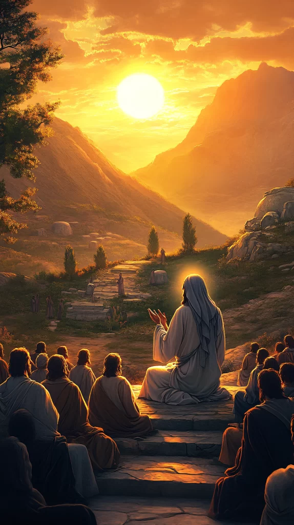 Sunset Serene Gathering Mountain Glow