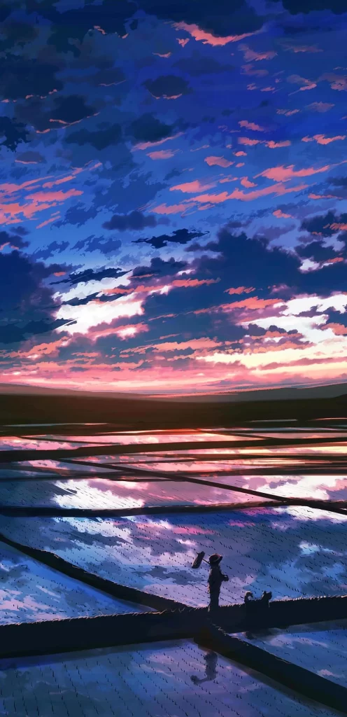 Sunset Sky Blue Pink Clouds Reflection