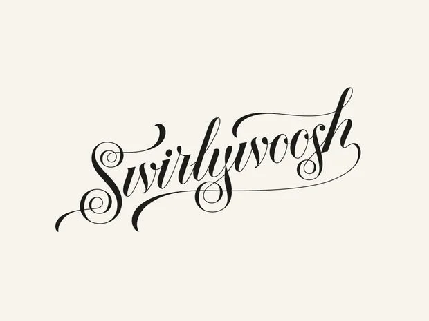 Swirlywoosh Black White Calligraphy Script