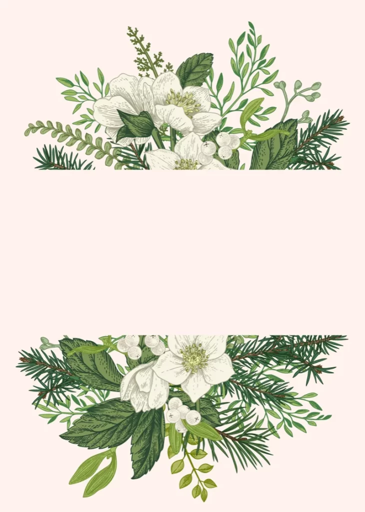 Symmetric Green Foliage Floral Arrangement White Flowers