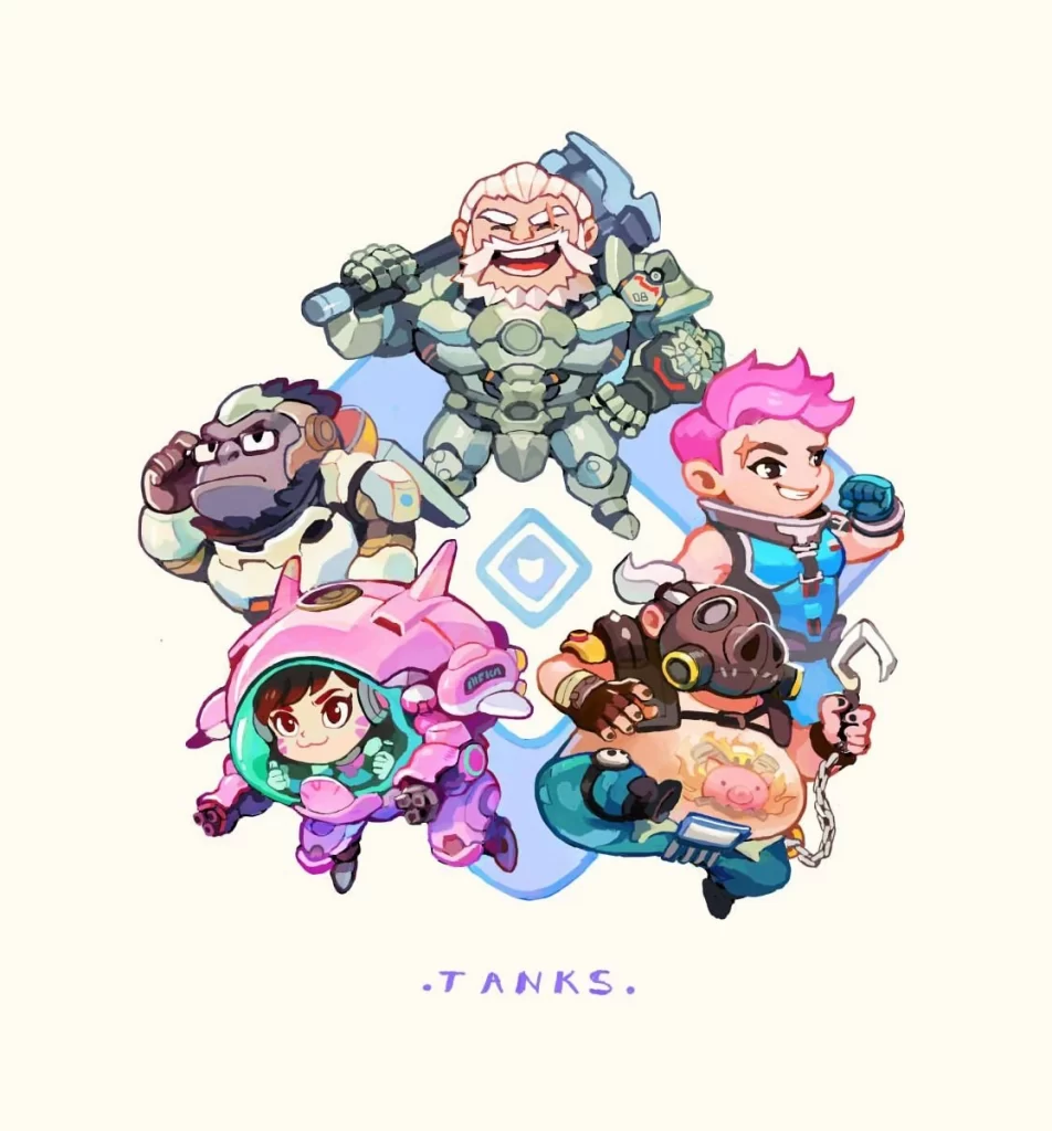 Tanks Pink Blue Green Cartoon Action