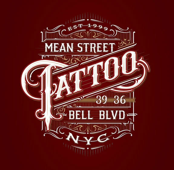 Tattoo Studio Red White Typography