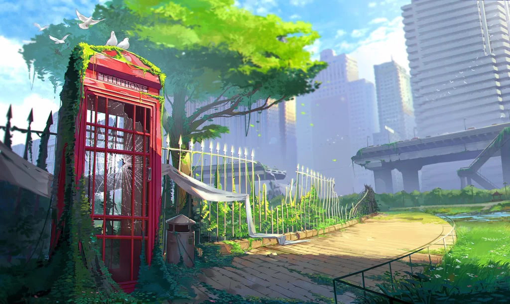 Telephone Box Greenery Urban Decay Nature