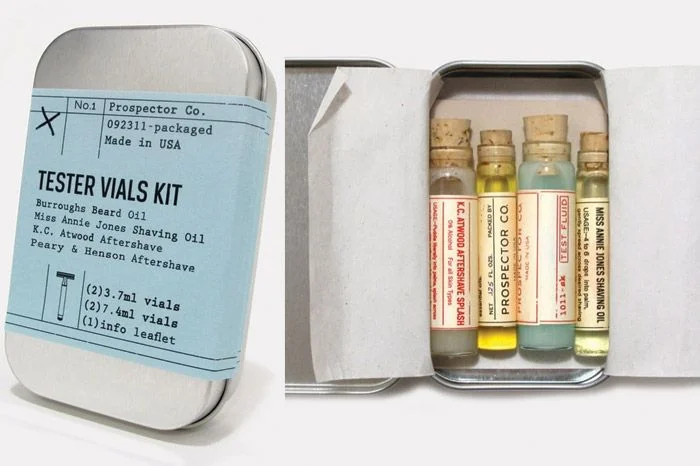 Tester Vials Kit Tin Blue Retro Skincare