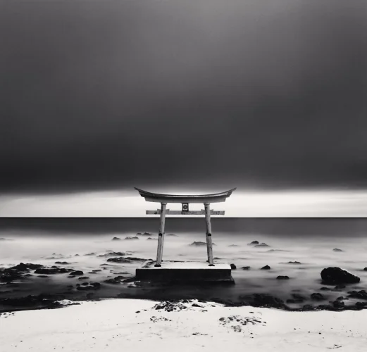 Torii Gate Minimalist High Contrast Mysterious Seascape