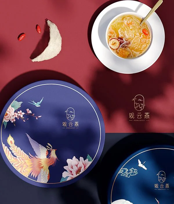 Traditional Chinese Blue Gold Floral