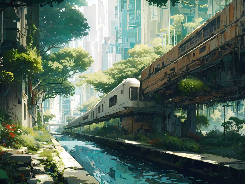 Train Greenery Urban Blue Nature Sci