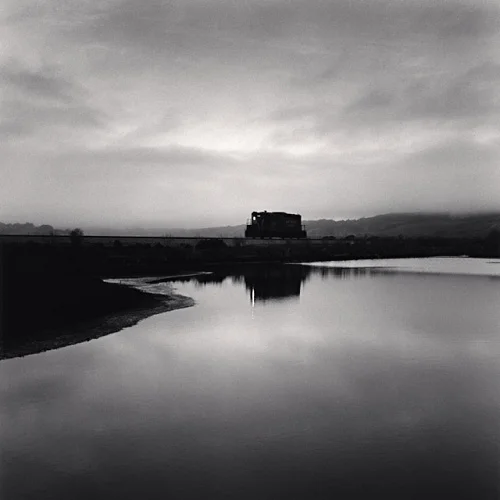 Train Silhouette Reflection Foggy Dramatic Atmospheric Landscape