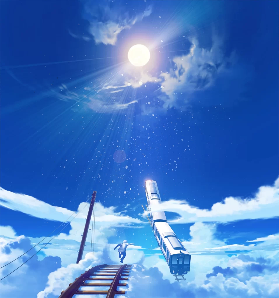Train Sky Clouds Sun Blue Fantasy