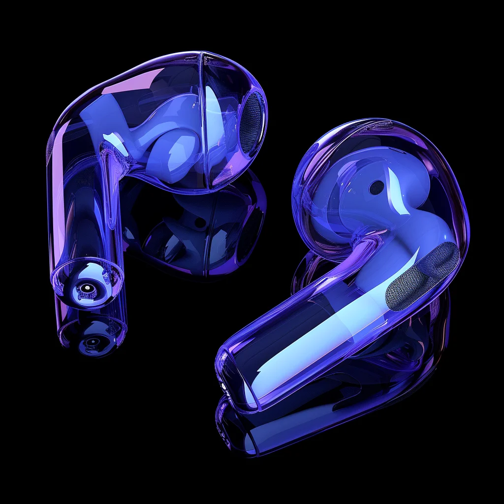 transparent 3D structure earphone AirPods blue