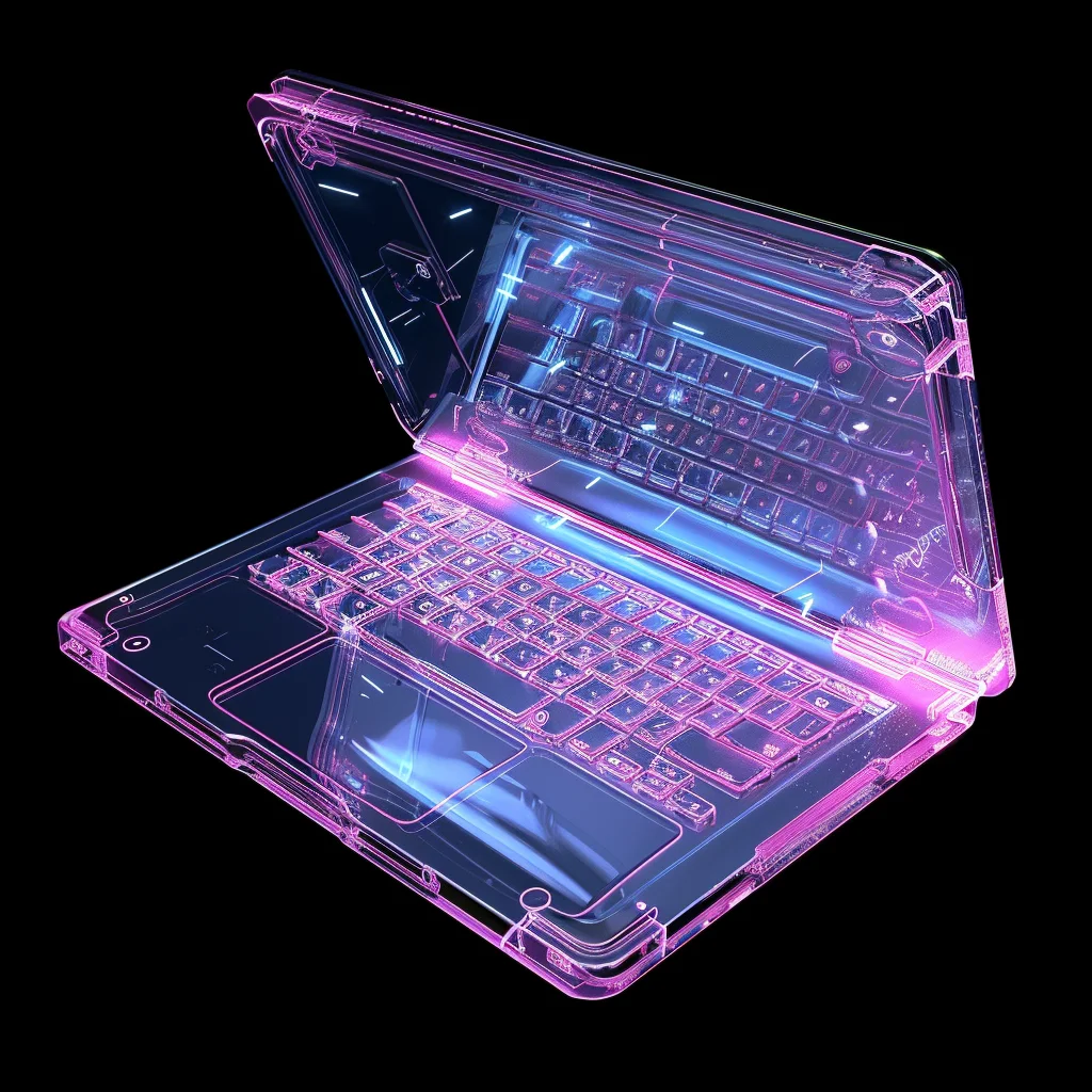 transparent 3D structure laptop macbook blue