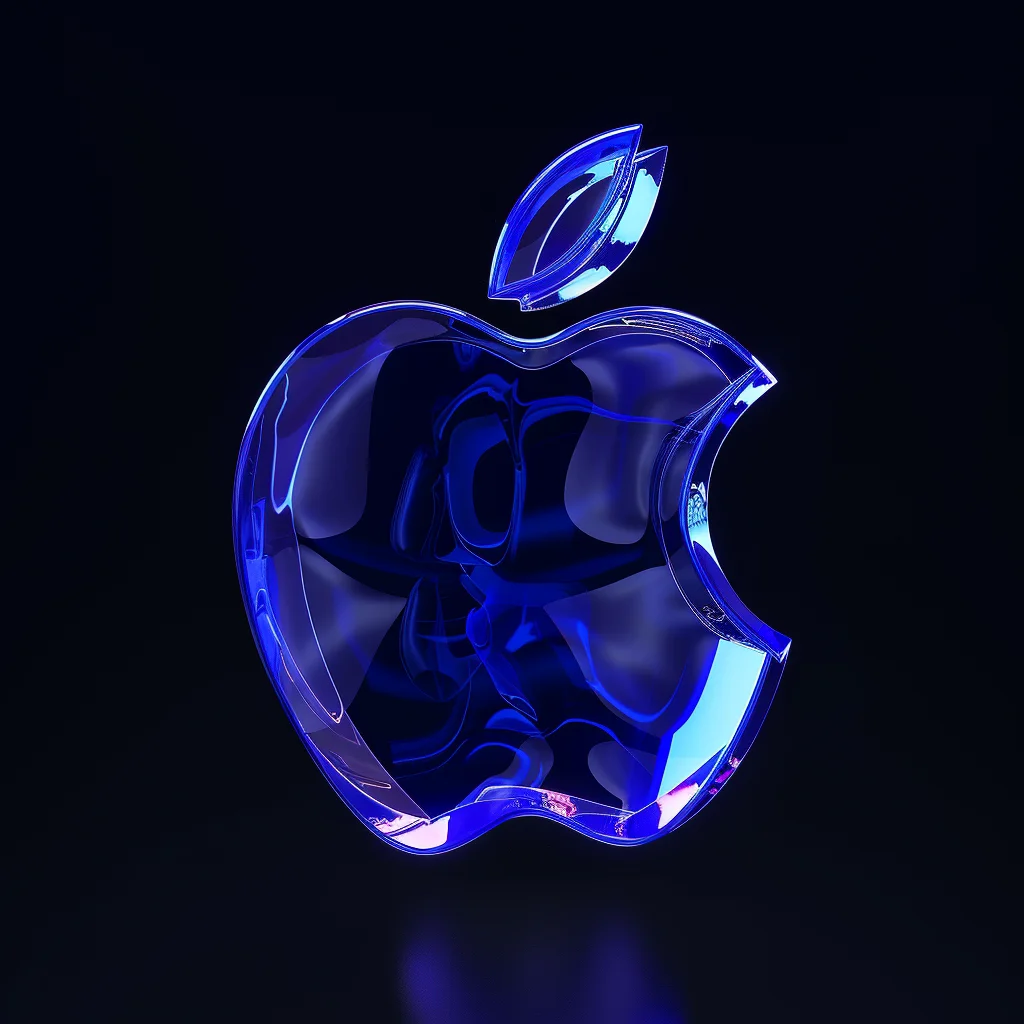 transparent 3D structure logo apple blue