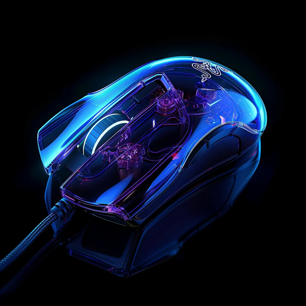 transparent 3D structure mouse Razer blue