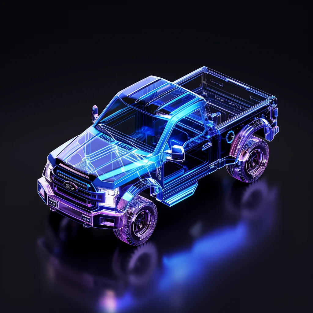transparent 3D structure truck pickup blue