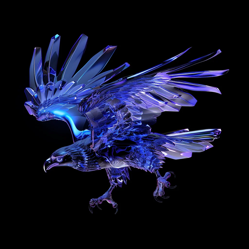 transparent blue structure eagle 3D