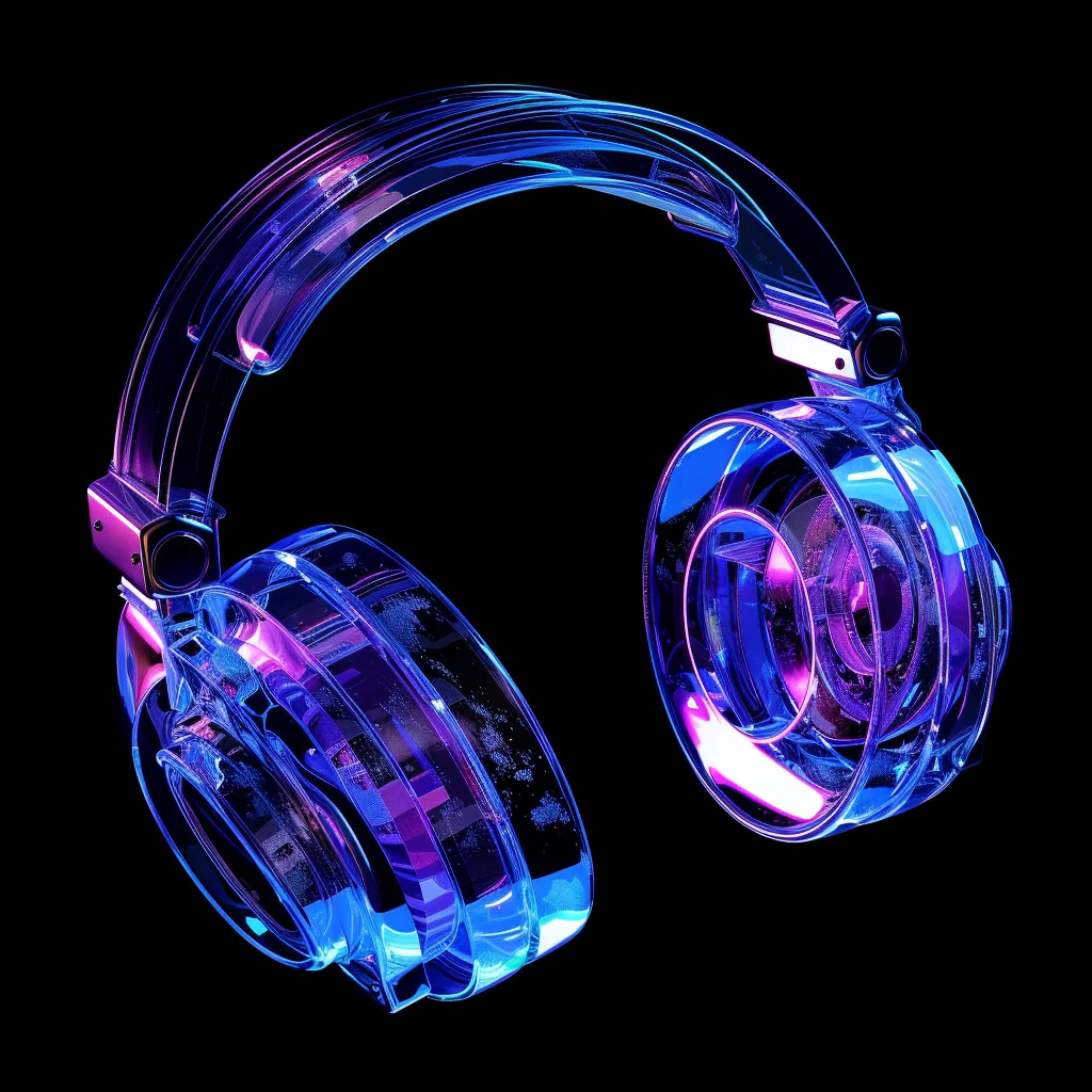transparent blue structure headset 3D
