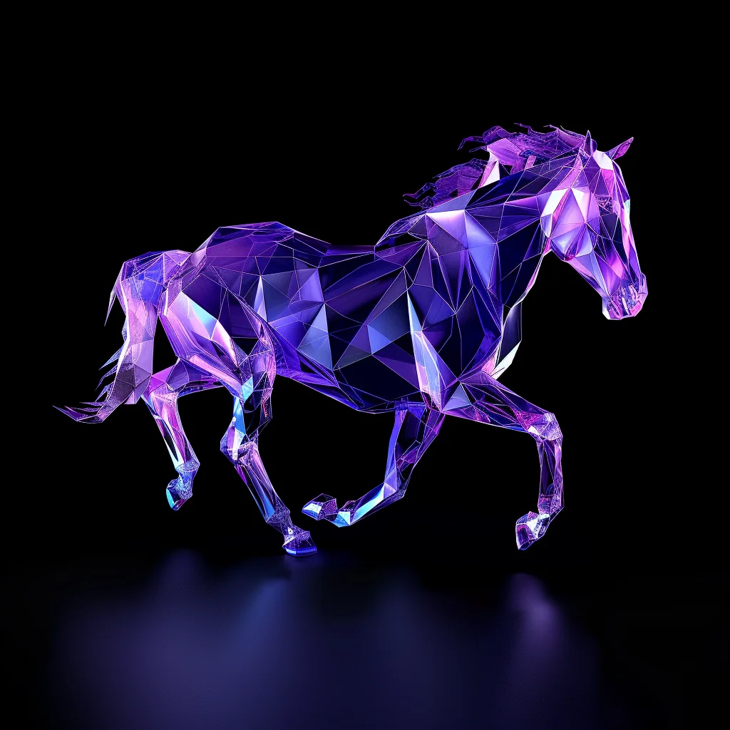 transparent blue structure horse 3D