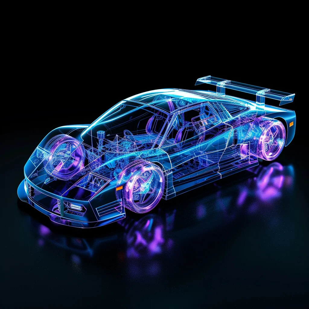 transparent blue structure roadster car sports 3D