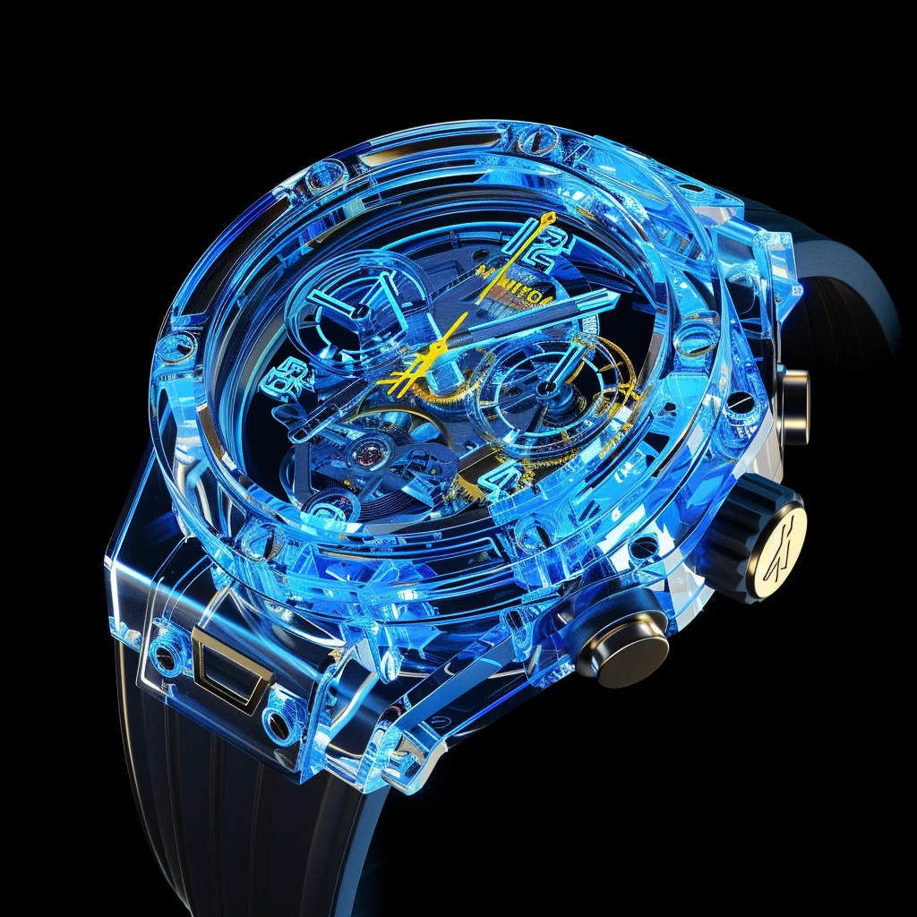 transparent blue structure watch 3D